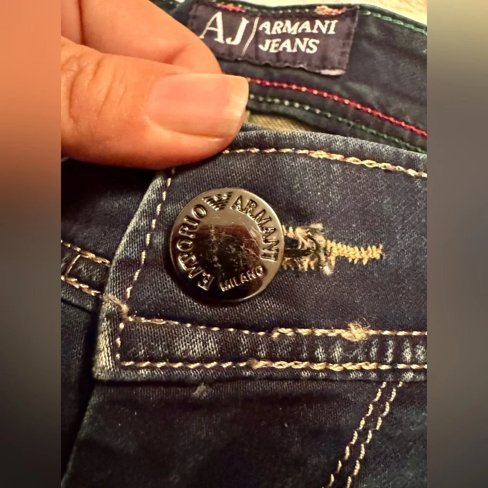Armani Jeans Slim Straight in Navy and Light Beige - Picture 11 of 16